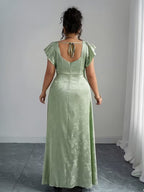 Women's Floral Jacquard Maxi Dress with Slit