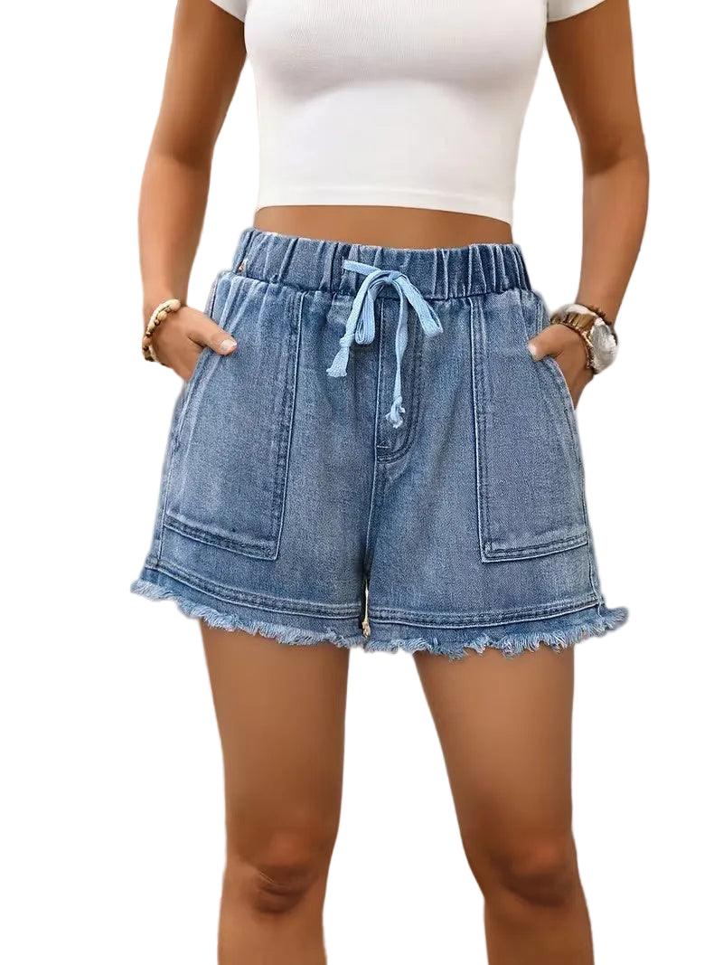 Women's High-Rise Shorts with Drawstring Waist