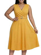 Women's Sleeveless Wrap Midi Dress