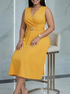 Women's Sleeveless Wrap Midi Dress