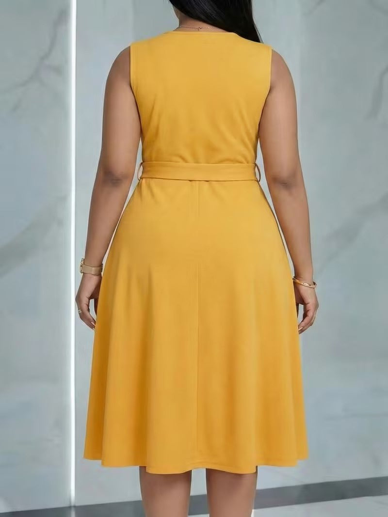 Women's Sleeveless Wrap Midi Dress