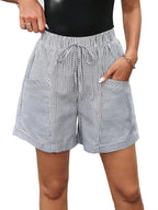 Women's Wide-Leg Shorts with Pinstripe Pattern