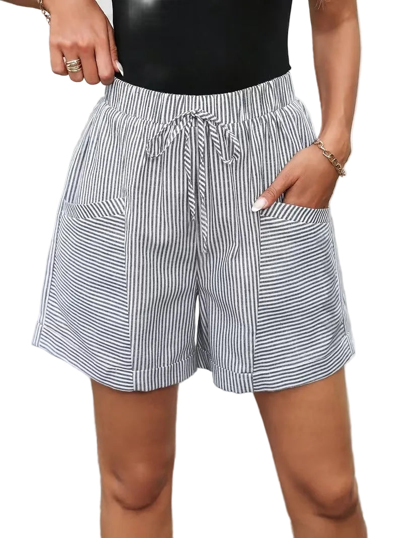 Women's Wide-Leg Shorts with Pinstripe Pattern